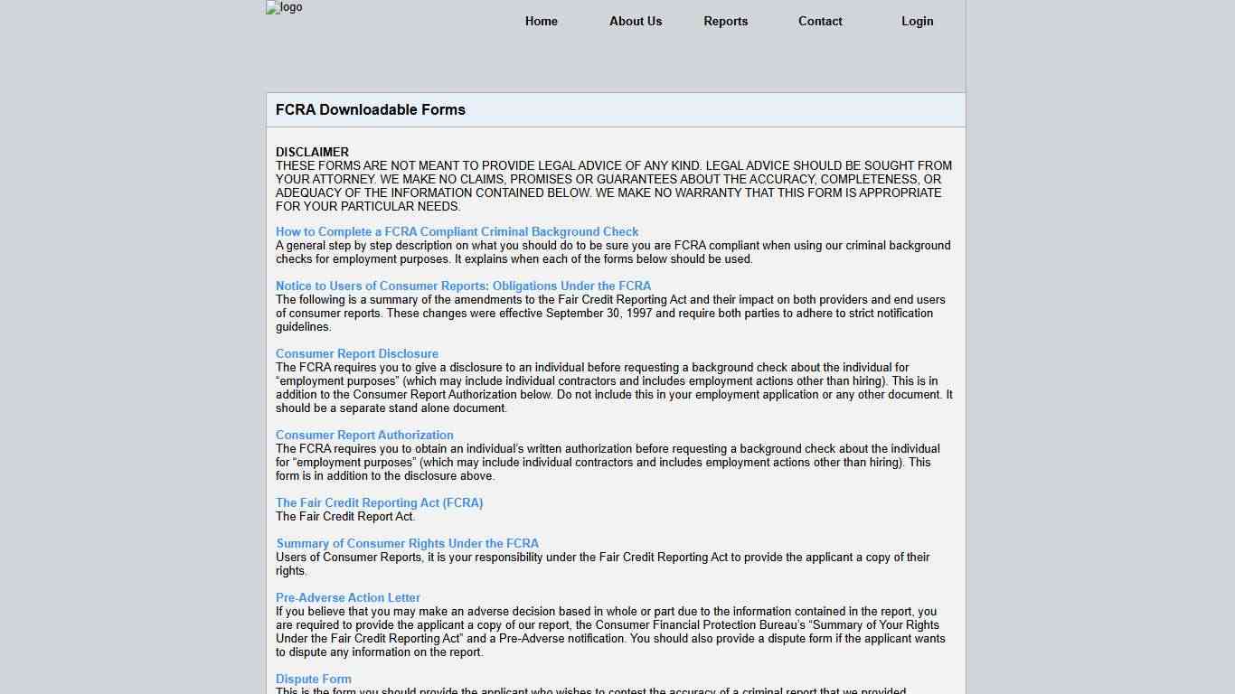 Direct Screening :: FCRA Downloadable Forms