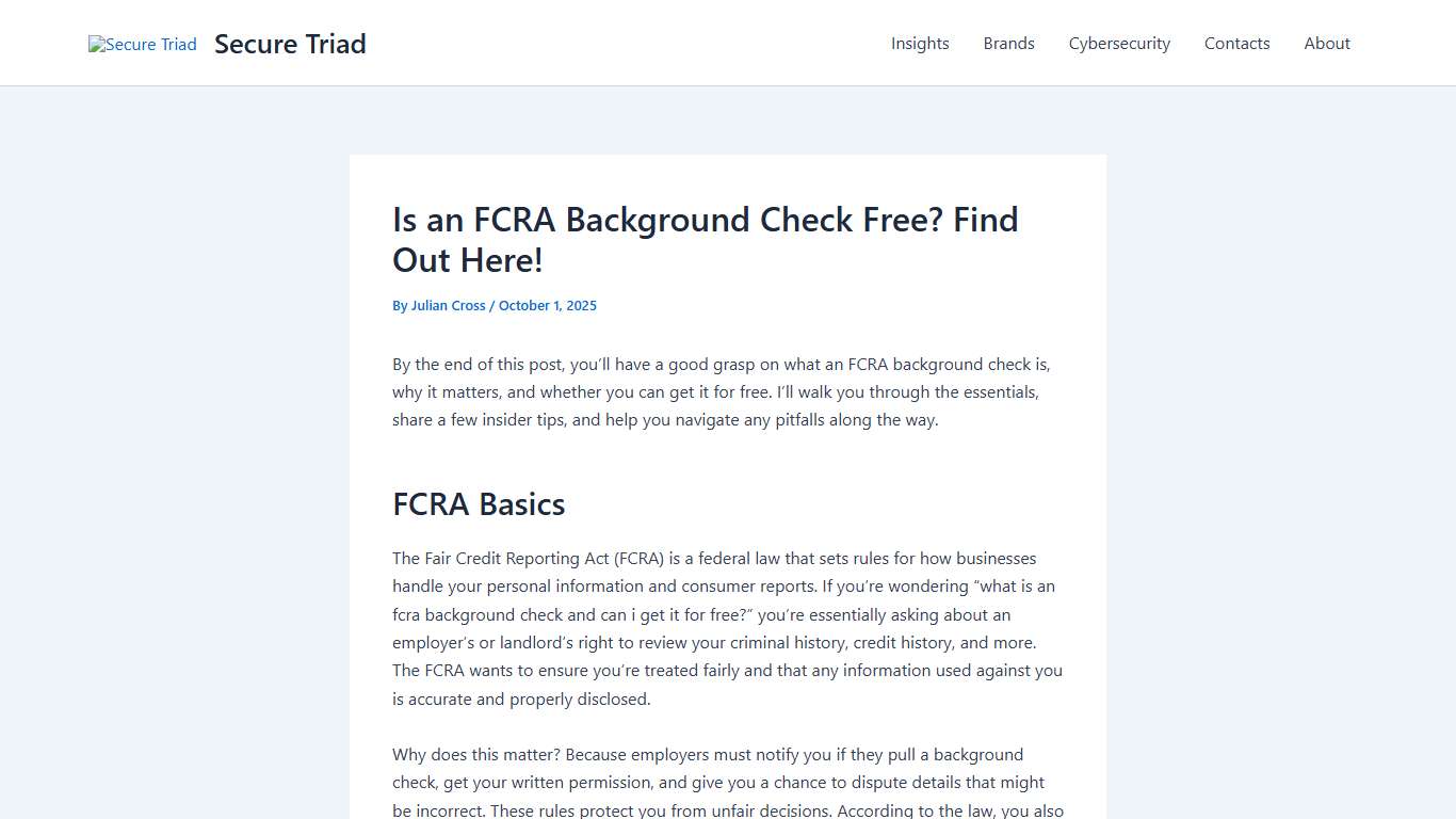 Is an FCRA Background Check Free? Find Out Here! | Secure Triad